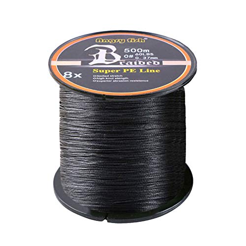 LSHEL Geflochtene Angelschnur 8fach 500m PE Super Starke Geflochtene Schnüre, Schwarz, 2.5# 0.25mm/15.87kg/35lb von LSHEL