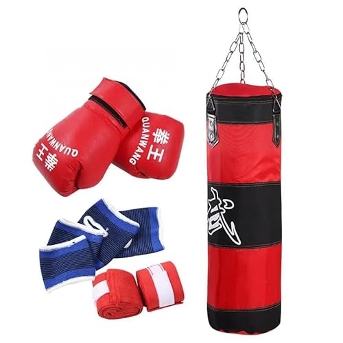 Boxsack Stehend 60/80/100cm Boxen Sandsack Fitness Hängen Boxen Boxsack Übungen Training Tasche Mit Handschuhe Boxsack Erwachsene(80cm with Gloves kit) von LSHIJI