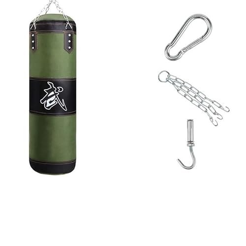 Boxsack Stehend Punch Sandsack Langlebiger hängender hohler Sandsack Boxen Schwerer Boxsack mit Metallkettenhaken Fitness-Boxtraining Boxsack Erwachsene(Boxing Green-100) von LSHIJI