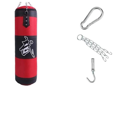 Boxsack Stehend Punch Sandsack Langlebiger hängender hohler Sandsack Boxen Schwerer Boxsack mit Metallkettenhaken Fitness-Boxtraining Boxsack Erwachsene(Boxing Red-100) von LSHIJI