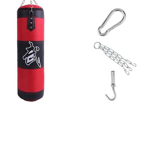 Boxsack Stehend Punch Sandsack Langlebiger hängender hohler Sandsack Boxen Schwerer Boxsack mit Metallkettenhaken Fitness-Boxtraining Boxsack Erwachsene(Boxing Red-120) von LSHIJI