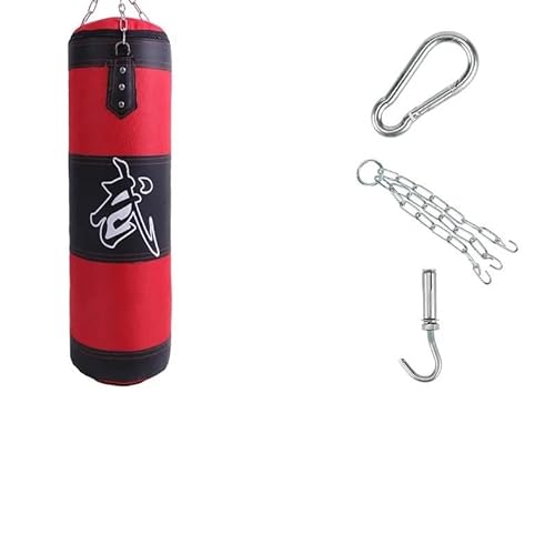 Boxsack Stehend Punch Sandsack Langlebiger hängender hohler Sandsack Boxen Schwerer Boxsack mit Metallkettenhaken Fitness-Boxtraining Boxsack Erwachsene(Boxing Red-80) von LSHIJI