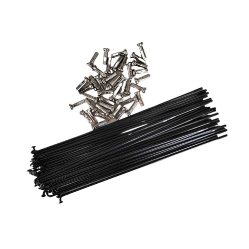 LSHIJI Fahrradspeichen 40PCS 122mm-160mm Fahrrad Speichen 14G Edelstahl Senden passende Speichenkappen Fahrradspeichen Schwarz(128mm) von LSHIJI