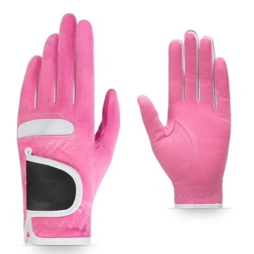 LSHIJI Golfhandschuhe 1 Paar Frauen Golf Handschuhe Tuch Atmungsaktiv rutschfeste Schutz Handschuhe Hand Tragen Golf Zubehör Golfhandschuh(Pink,17) von LSHIJI