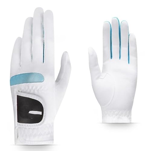 LSHIJI Golfhandschuhe 1 Paar Frauen Golf Handschuhe Tuch Atmungsaktiv rutschfeste Schutz Handschuhe Hand Tragen Golf Zubehör Golfhandschuh(White,20) von LSHIJI