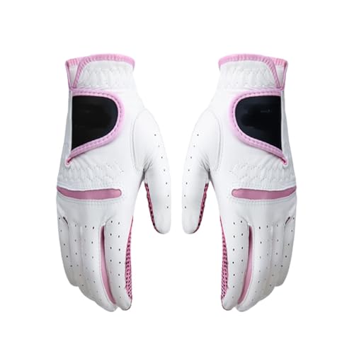 LSHIJI Golfhandschuhe 1 Paar Golfhandschuhe for Damen, rutschfeste Golfhandschuhe, weich, atmungsaktiv, Bequeme Handschuhe, Geschenke for Golfliebhaber Golfhandschuh(Pink,19 Yards) von LSHIJI