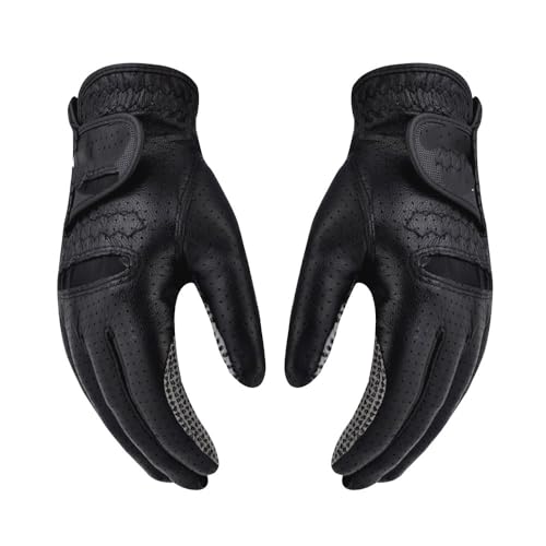 LSHIJI Golfhandschuhe 1 Paar Herren-Golfhandschuhe for die Linke Hand und die rechte Hand, weich und atmungsaktiv, mit Anti-Rutsch-Granulat, Schwarze Golfhandschuhe Golfhandschuh(Size 26) von LSHIJI