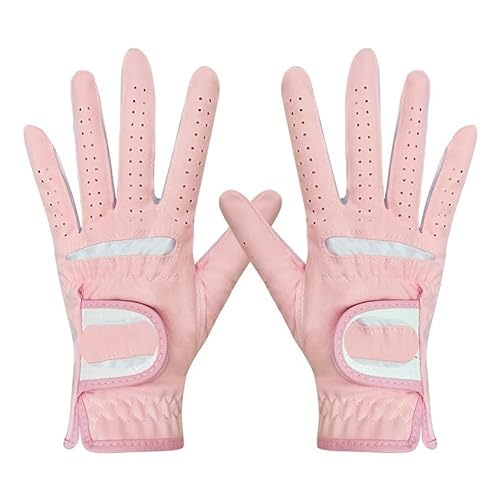 LSHIJI Golfhandschuhe 1 Paar Professionelle Atmungsaktive Himmel Blau Weichen Stoff for Frauen Links Und Rechts Golfhandschuh(Pink,Size 21) von LSHIJI