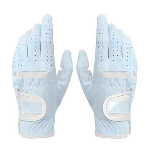 LSHIJI Golfhandschuhe 1 Paar Professionelle Atmungsaktive Himmel Blau Weichen Stoff for Frauen Links Und Rechts Golfhandschuh(Sky Blue 1 Pair,Size 18) von LSHIJI