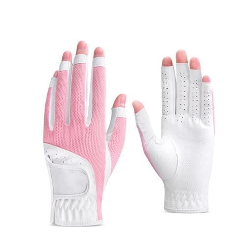 LSHIJI Golfhandschuhe 1 Paar Sommer Frauen Offene Golf Tragen Handschuhe Atmungsaktive Mesh Sonnenschutz Abdeckung Linke Und Rechte Hand Golfhandschuh(Pink,19) von LSHIJI