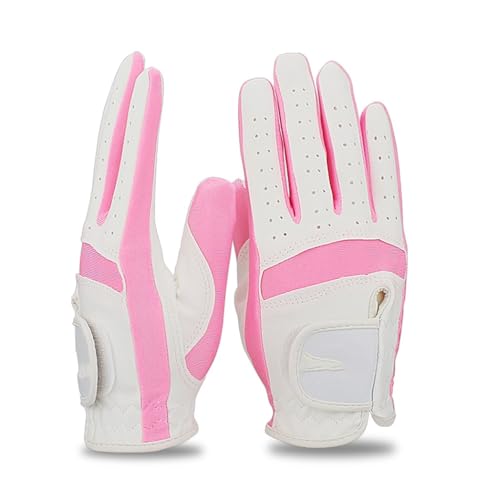 LSHIJI Golfhandschuhe Golf Handschuhe for Kinder Stoff Tuch Junge Mädchen Blau Rosa Hände Praxis Golfhandschuh(Pink,S Size 14) von LSHIJI