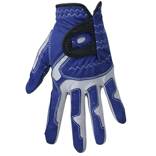 LSHIJI Golfhandschuhe Golfhandschuh Herren Sporthandschuhe Linke Hand Mikrofaser Weiche Anti-Rutsch-Partikel Atmungsaktive Golfausrüstung Golfhandschuh(Blue,Size 22) von LSHIJI