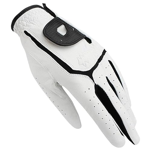 LSHIJI Golfhandschuhe Golfhandschuh Leder for Herren Weiß Atmungsaktiver Handschuh for Golfer 1 Stück Golfhandschuh(Wear On Left Hand,L size25) von LSHIJI