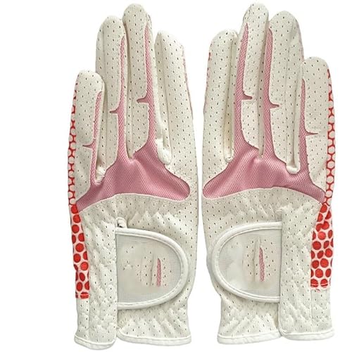 LSHIJI Golfhandschuhe Golfhandschuhe for Damen, atmungsaktiv, Rutschfester Aufdruck, for alle Vier Jahreszeiten (Hände) Golfhandschuh(Pink,18) von LSHIJI