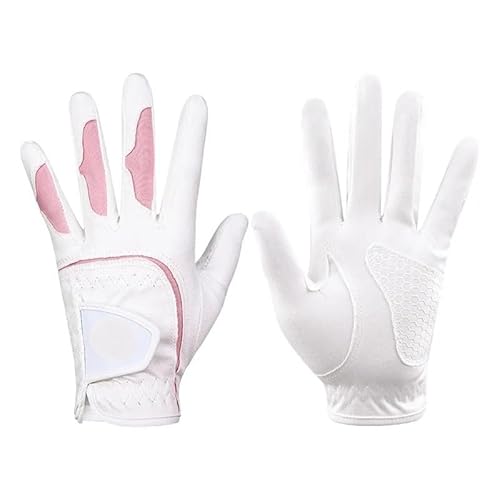 LSHIJI Golfhandschuhe Golfhandschuhe for Damen, for die Linke und rechte Hand, atmungsaktiv, mit Handflächenschutz, Sporthandschuhe, rutschfest, Golfhilfen Golfhandschuh(Pink,19) von LSHIJI