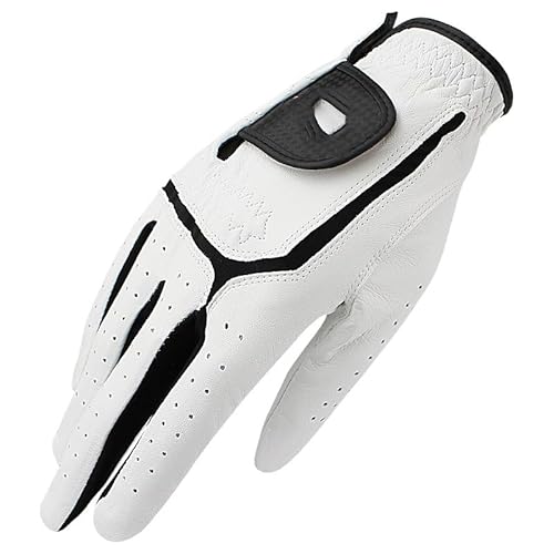 LSHIJI Golfhandschuhe Professional Golf Handschuhe for Männer Weiß Und Schwarz Handschuhe Palm Verdickung Geschenk for Golfer Golfhandschuh(Wear On Right Hand,XXL size27) von LSHIJI