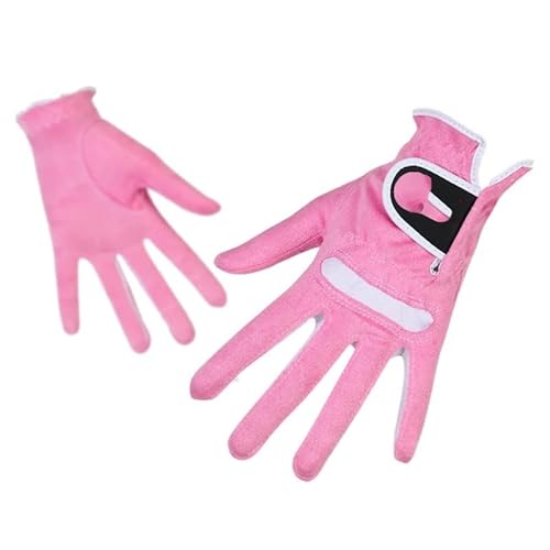 LSHIJI Golfhandschuhe Verstellbare, atmungsaktive Golfhandschuhe for Frauen, Linke und rechte Hand, Fasertuch, Outdoor-Sport, Golfhandschuh(Pink,18) von LSHIJI