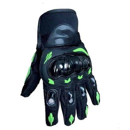 LSHIJI Motorradhandschuhe Atmungsaktive Vollfingerhandschuhe for den Sommer, rutschfest, verschleißfest, Motocross-Rennhandschuhe, Touchscreen-Bikerhandschuhe ﻿ Motorrad Handschuhe(Green,XXL) von LSHIJI