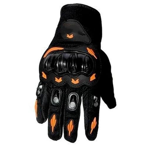 LSHIJI Motorradhandschuhe Atmungsaktive Vollfingerhandschuhe for den Sommer, rutschfest, verschleißfest, Motocross-Rennhandschuhe, Touchscreen-Bikerhandschuhe ﻿ Motorrad Handschuhe(Orange,L) von LSHIJI