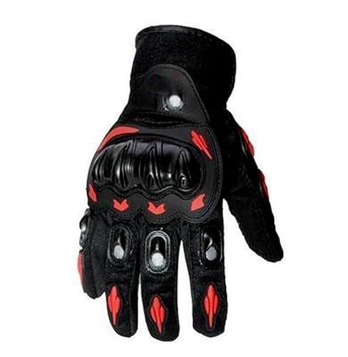 LSHIJI Motorradhandschuhe Atmungsaktive Vollfingerhandschuhe for den Sommer, rutschfest, verschleißfest, Motocross-Rennhandschuhe, Touchscreen-Bikerhandschuhe ﻿ Motorrad Handschuhe(Red,XL) von LSHIJI