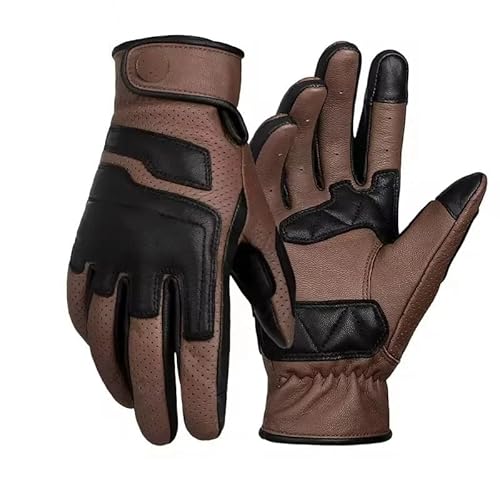 LSHIJI Motorradhandschuhe Guantes para Motos Motorrad Handschuhe Accesorios Moto Motocicleta Motorrad Guanti Retro Vintage Reiten Handschuhe Motorrad Handschuhe(Brown,L) von LSHIJI