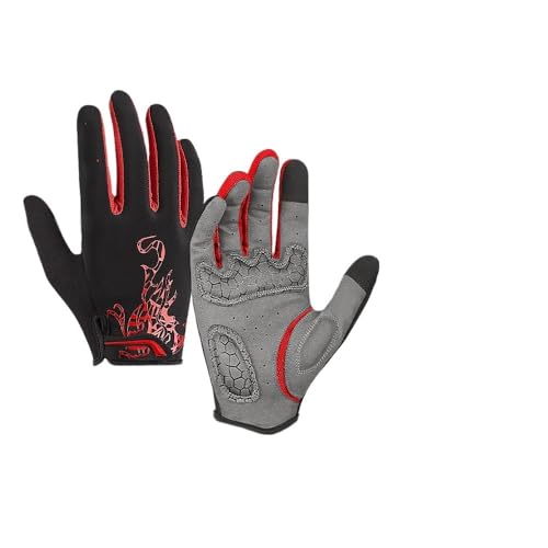 LSHIJI Motorradhandschuhe Herbst Winter Motorradhandschuhe Herren Touchscreen Absorption Stoßpolster rutschfeste Verschleißfeste Atmungsaktive Wander-Fahrradhandschuhe Motorrad Handschuhe(A0026-RD,M) von LSHIJI