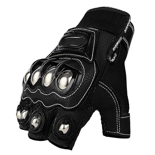 LSHIJI Motorradhandschuhe Motobike Guantes Unisex Männer Frauen Motorrad Sommer Atmungsaktive Reiten Schutzausrüstung Halbfinger Sporting Biker Handschuh Motorrad Handschuhe(Black Half,XL) von LSHIJI