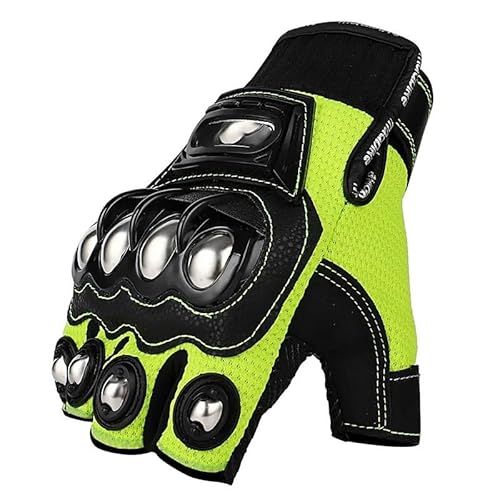 LSHIJI Motorradhandschuhe Motobike Guantes Unisex Männer Frauen Motorrad Sommer Atmungsaktive Reiten Schutzausrüstung Halbfinger Sporting Biker Handschuh Motorrad Handschuhe(Green Half,L) von LSHIJI