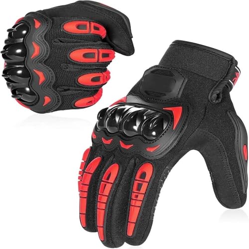 LSHIJI Motorradhandschuhe Motorrad-Touchscreen-Handschuhe, atmungsaktiv, voller Finger, Outdoor-Sportschutz, Reiten, Dirtbike-Handschuhe, Straßenrennen Motorrad Handschuhe(Red,XL) von LSHIJI