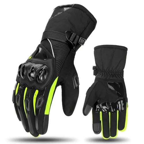 LSHIJI Motorradhandschuhe Motorradhandschuhe, Winddicht, wasserdicht, Moto-Motorrad-Reithandschuhe, Touchscreen, Moto-Motocross-Handschuhe, 4 Jahreszeiten Motorrad Handschuhe(01 Green,L) von LSHIJI