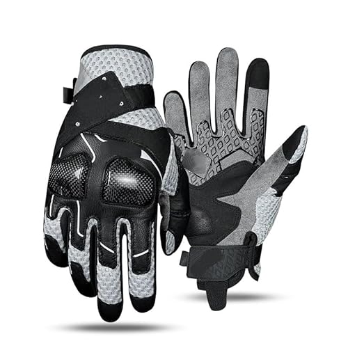 LSHIJI Motorradhandschuhe Motorradhandschuhe Fahrradhandschuhe Reiten Racing Anti Drop Sommer Atmungsaktives Mesh Fäustling Motorrad Handschuhe(Grey,M) von LSHIJI