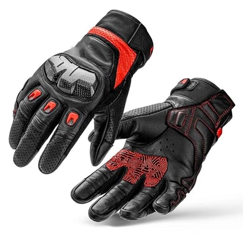 LSHIJI Motorradhandschuhe Motorradhandschuhe Radfahren Motorrad Guantes Moto Motocross Fahrrad Touchscreen Vollfinger Atmungsaktiv Schutz Motorrad Handschuhe(Red,L) von LSHIJI