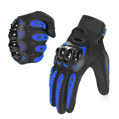 LSHIJI Motorradhandschuhe Motorradhandschuhe Sommer Reiten Atmungsaktive Handschuhe Hard Knuckle Touchscreen Motorradhandschuhe Handschuhe for Dirt Bike Moto Motorrad Handschuhe(Blue,M) von LSHIJI