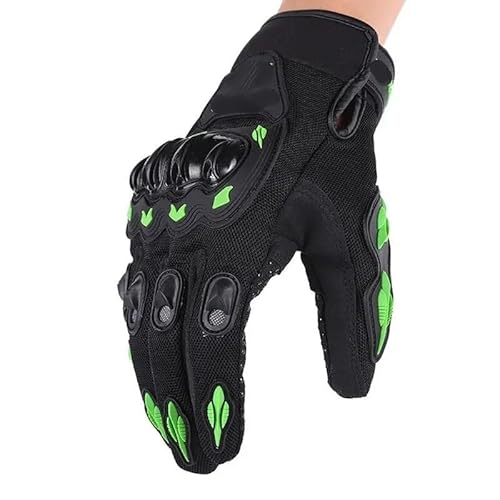 LSHIJI Motorradhandschuhe Offroad-Handschuhe, atmungsaktive Fahrradhandschuhe mit Allen Fingern, Anti-Fall-Ritterhandschuhe for Motorräder, Outdoor Motorrad Handschuhe(Green,M) von LSHIJI