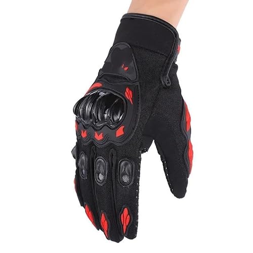 LSHIJI Motorradhandschuhe Offroad-Handschuhe, atmungsaktive Fahrradhandschuhe mit Allen Fingern, Anti-Fall-Ritterhandschuhe for Motorräder, Outdoor Motorrad Handschuhe(Red,L) von LSHIJI