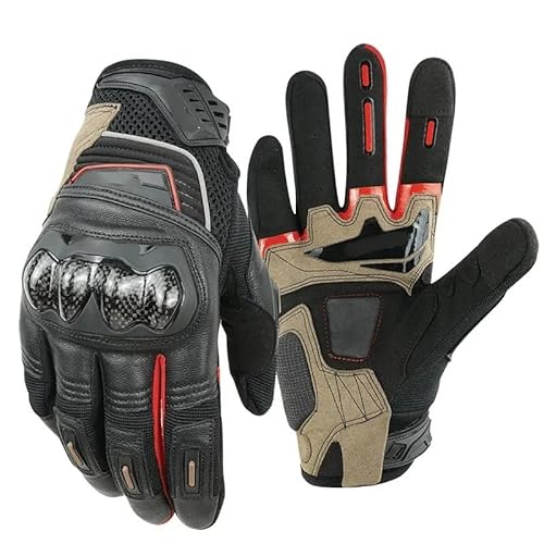 LSHIJI Motorradhandschuhe Sommer Motorrad Offroad Handschuhe Ausrüstung Fahrer Anti-Fall Racing Reiten Handschuhe Motorrad Handschuhe(MG08 Black Brown,M) von LSHIJI