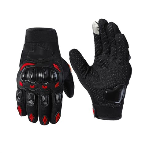 LSHIJI Motorradhandschuhe Sommer Motorradhandschuhe Atmungsaktive Vollfinger-Guantes Outdoor-Sportschutz Wasserdichtes Rennfahrzubehör Motorrad Handschuhe(Red,XL) von LSHIJI