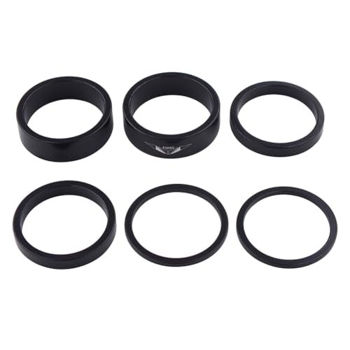 LSHIJI Spacer Fahrrad 6 Stücke Fahrrad Headset Vorbau Spacer 2/5/10mm Fahrrad Headset Spacer Fahrrad Unterlegscheibe Abstand Pad Aluminium Legierung for MTB Berg Bicyle Fahrrad Spacer(Noir) von LSHIJI