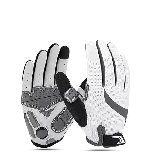 Motorradhandschuhe Fahrradhandschuhe for Herren und Damen, Vollfinger-Touchscreen, stoßfeste MTB-Handschuhe, rutschfest, atmungsaktiv, Thermo-Sporthandschuhe Motorrad Handschuhe(1pair White,XXL (11-12 von LSHIJI