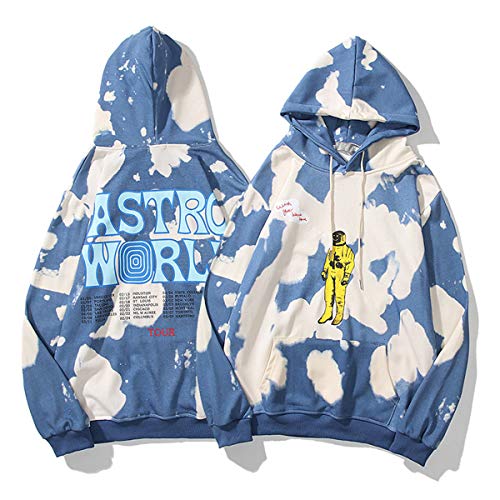 LSJTZ Tie-Dye, TravisScotts kreative Thema Astroworld langärmlige Hoodie Stern-Unterstützung,Blau,XXL von LSJTZ