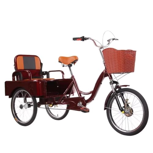 20-Zoll-Mobilitätsroller für ältere Menschen,Tandem-Dreirad für Erwachsene mit stoßdämpfender Gabel,Dual-Use-Lastendreirad mit Luftreifen und Speichenrad,3-Rad-Cruiser-Fahrrad,Pedal-Rikscha-Dreirad von LSQXSS