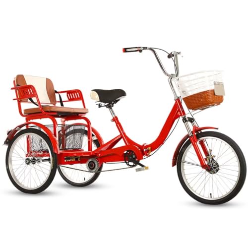 Klappbares 3-Räder-Fahrrad, verstellbares Cruiser-Dreirad mit Stoßdämpfer-Vordergabel, Rikscha-Pedal-Dreirad zum Reisen und Abhängen, Luftreifen-Speichenräder, Tandem-Trikes mit Rücksitz von LSQXSS