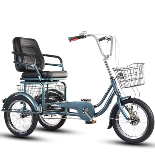 LSQXSS 16-Zoll-Rikscha-Pedal-Dreirad für Erwachsene, Mobilitätsroller-Dreirad für ältere Menschen, bequemer Schwammsitz mit Armlehne, 3-Räder-Cruiser-Dreirad, pneumatisches Speichenrad von LSQXSS