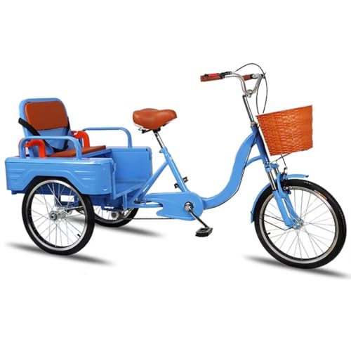 LSQXSS Outdoor-Cruiser-Fahrräder mit hinterer Kabine, älteres Roller-Dreirad mit hinterem Beifahrersitz, Freizeit-Einkaufswagen-Rikscha-Tretfahrrad für Erwachsene, Stoßdämpfer-Vordergabel von LSQXSS