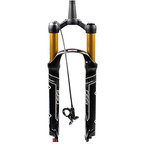 LSRRYD MTB Fahrradgabel 26 27.5 29 Zoll Luftstoßdämpfer Fahrrad-Federgabel Remote Lockout Federweg 120mm QR 9mm (Color : Gold Conical Tube, Size : 29inch) von LSRRYD