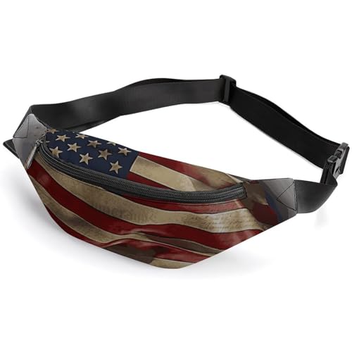 Gürteltasche für Herren und Damen, mit amerikanischer Flagge, bedruckt, Sportgürteltasche, für Reisen, Laufen, Wandern, Wandern, Workout, amerikanische Flagge, 36 x 15 cm, US-Flagge, 36*15cm von LSWQK