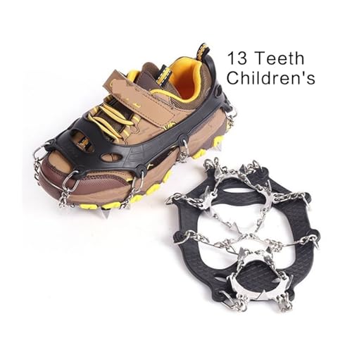Anti-Rutsch Schuhspikes 13 Zähne Eisgreifer Spike for Kinder Kinderschuhe rutschfeste rutschfeste rutschfeste Steigeisen for Kinder Stollen Griffe Kletterschuh Stiefel 732 (Size : Black Size 32-37) von LSYHHXC