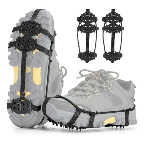 LSYHHXC 24 Zähne Eisgriffe Anti-Rutsch Eiskrallen Unisex Schneekralle Schuhüberzüge Kletterkette Steigeisen Winter Outdoor Eisgreifer Spike(M) von LSYHHXC