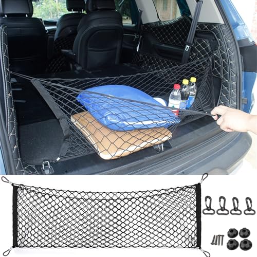 LSYHHXC 6 Größen Kofferraumnetz Kofferraumschnur Mesh elastisches Nylon hinten hinten Kofferraum Aufbewahrungsorganisator Gepäcknetzhalter(DoubleLayer110X40cm) von LSYHHXC