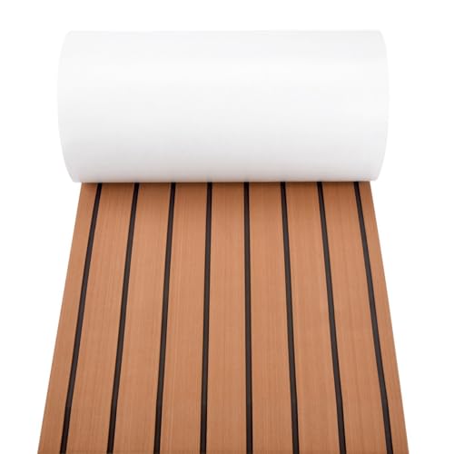 LSYHHXC 6MM Selbstklebende Eva-Schaum-Teakplatte Marine Boot Yacht Synthetische Decking Schaum Bodenmatte Bodenbelag Braun 240X45cm von LSYHHXC